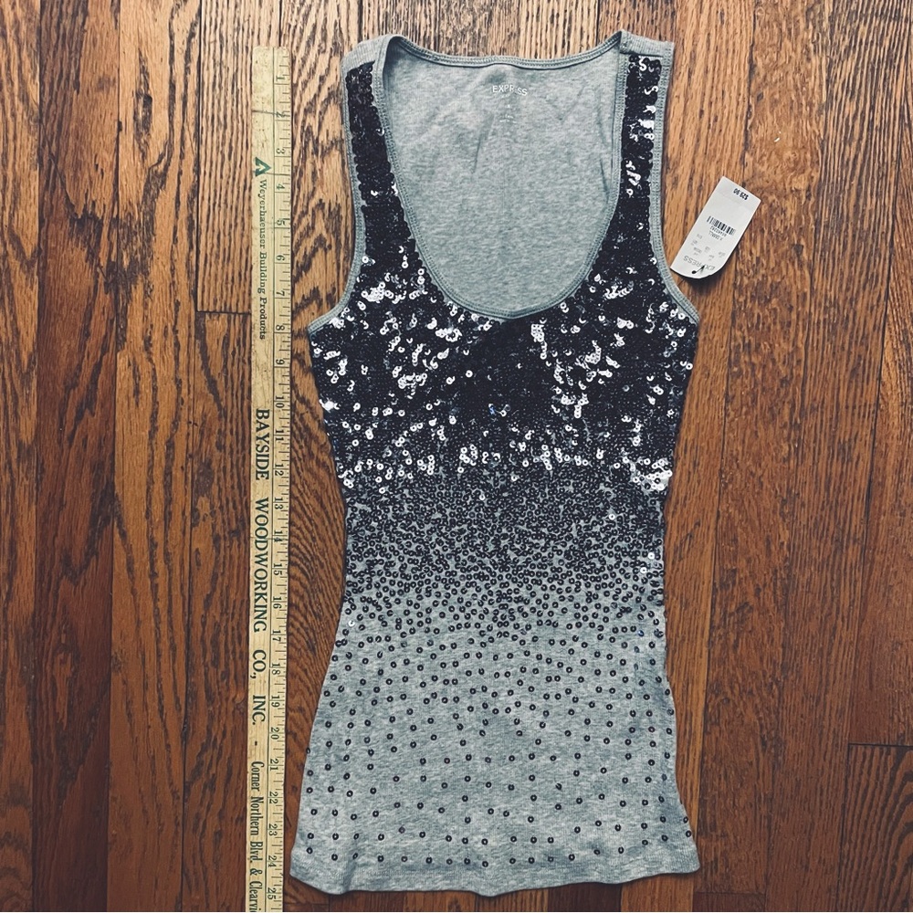 NWT Express sequin tank silver XS